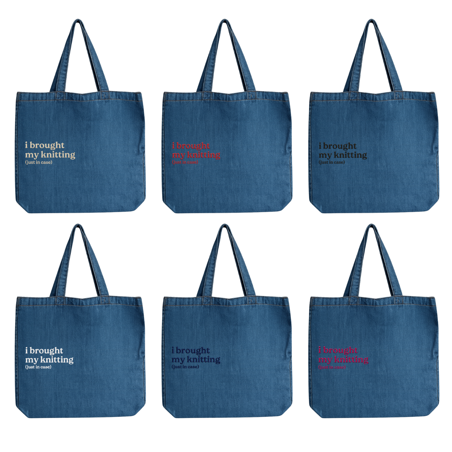 CUSTOM EMBROIDERY COLOR! - Denim Tote