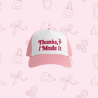 Thanks, I Made It – Pink & White 5-Panel Hat – Pink 3D Puff Embroidery | TIMI