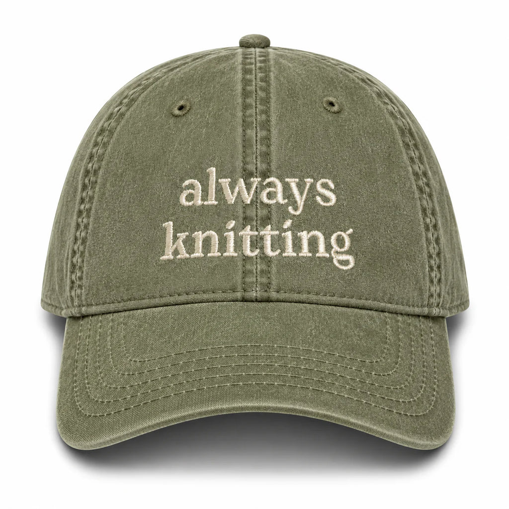 Olive Green Dad Hat | Make(r) Your Own | Embroidered Knitting Hat for Makers