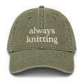 Always Knitting – Olive Green Hat – Taupe Embroidery | Maker Favorite