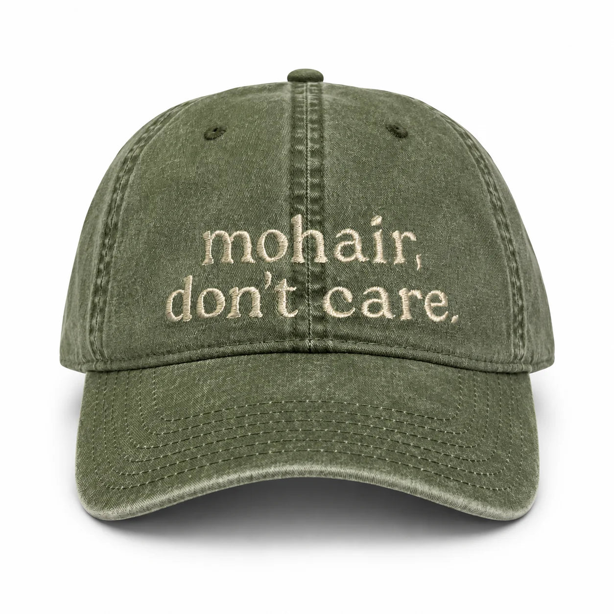 Olive Green Dad Hat | Make(r) Your Own | Embroidered Knitting Hat for Makers