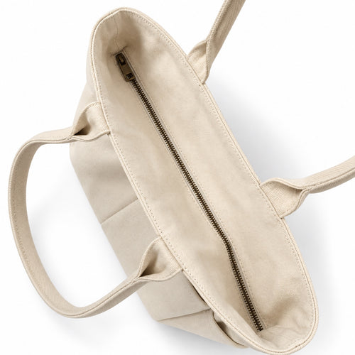Ask Me About My Sweater TIMI Tote™ – Natural Canvas + Chocolate Brown Embroidery