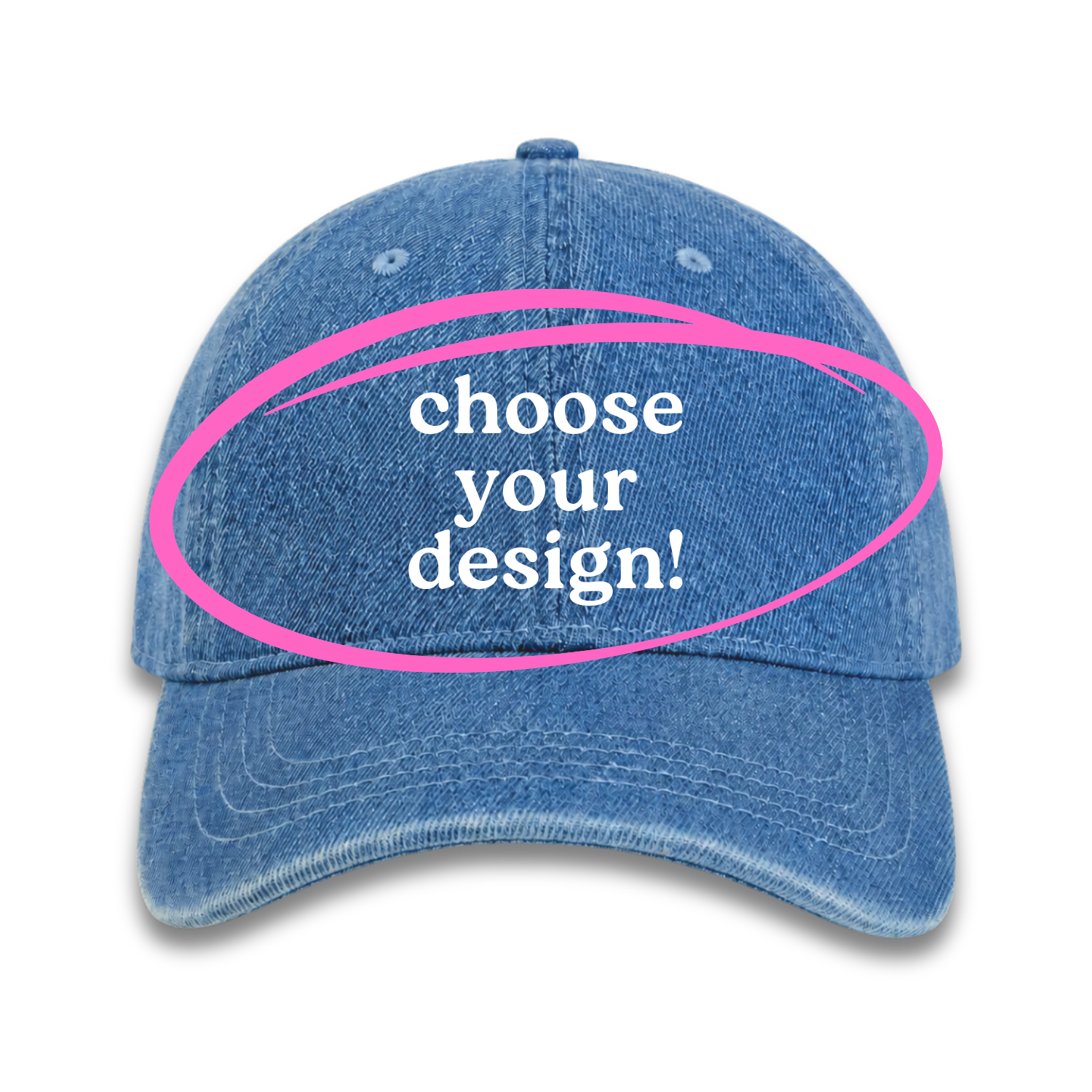 Medium Denim Hat | Make(r) Your Own | Custom Embroidered Knitting Hat for Makers