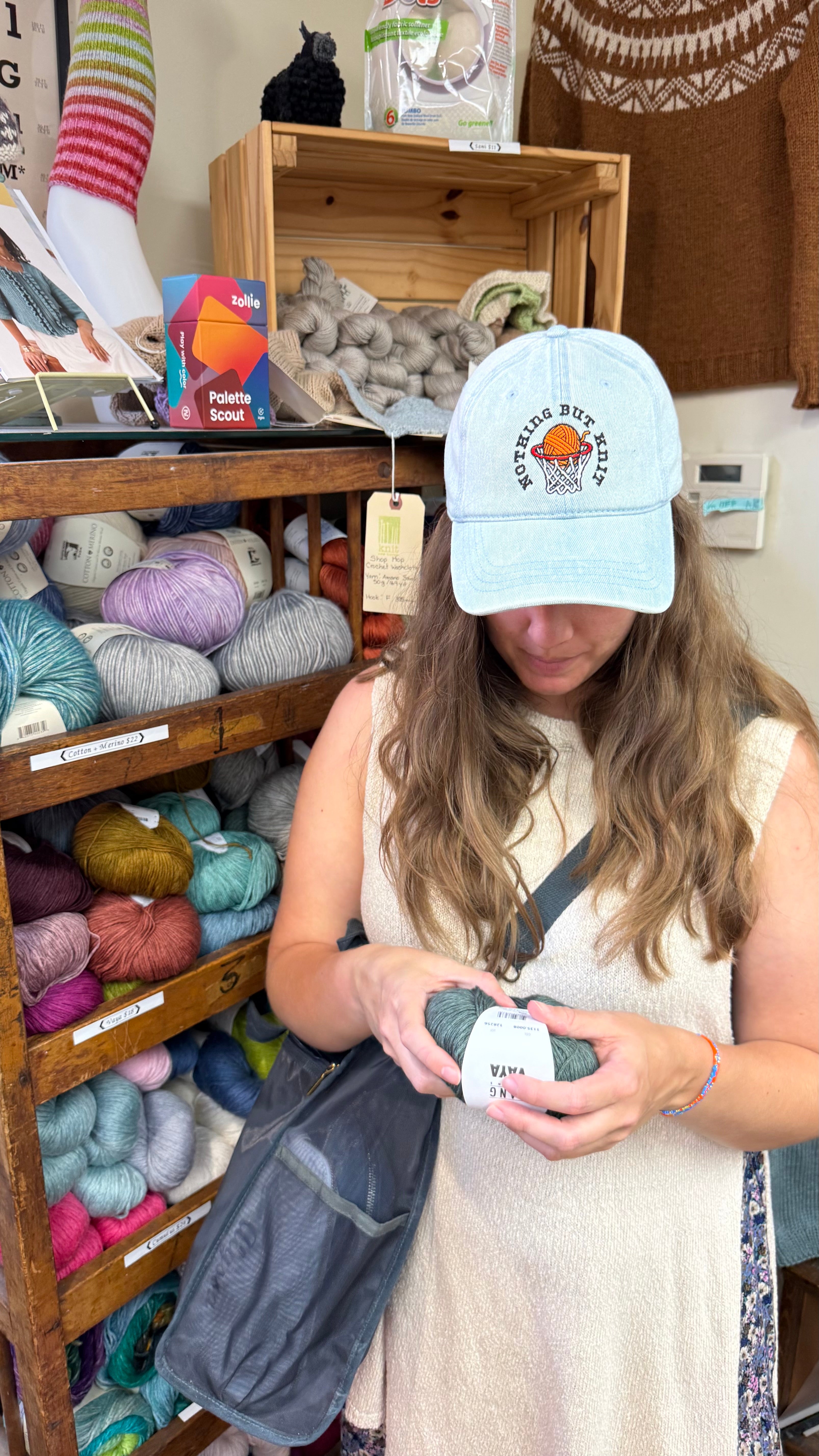 Nothing But Knit – Light Wash Denim Embroidered Hat | Maker Favorite