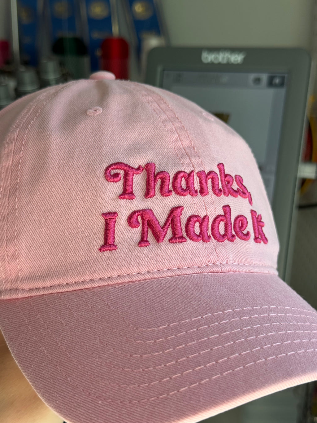 Thanks, I Made It | Pink Edition Puff Embroidered Hat 🎀