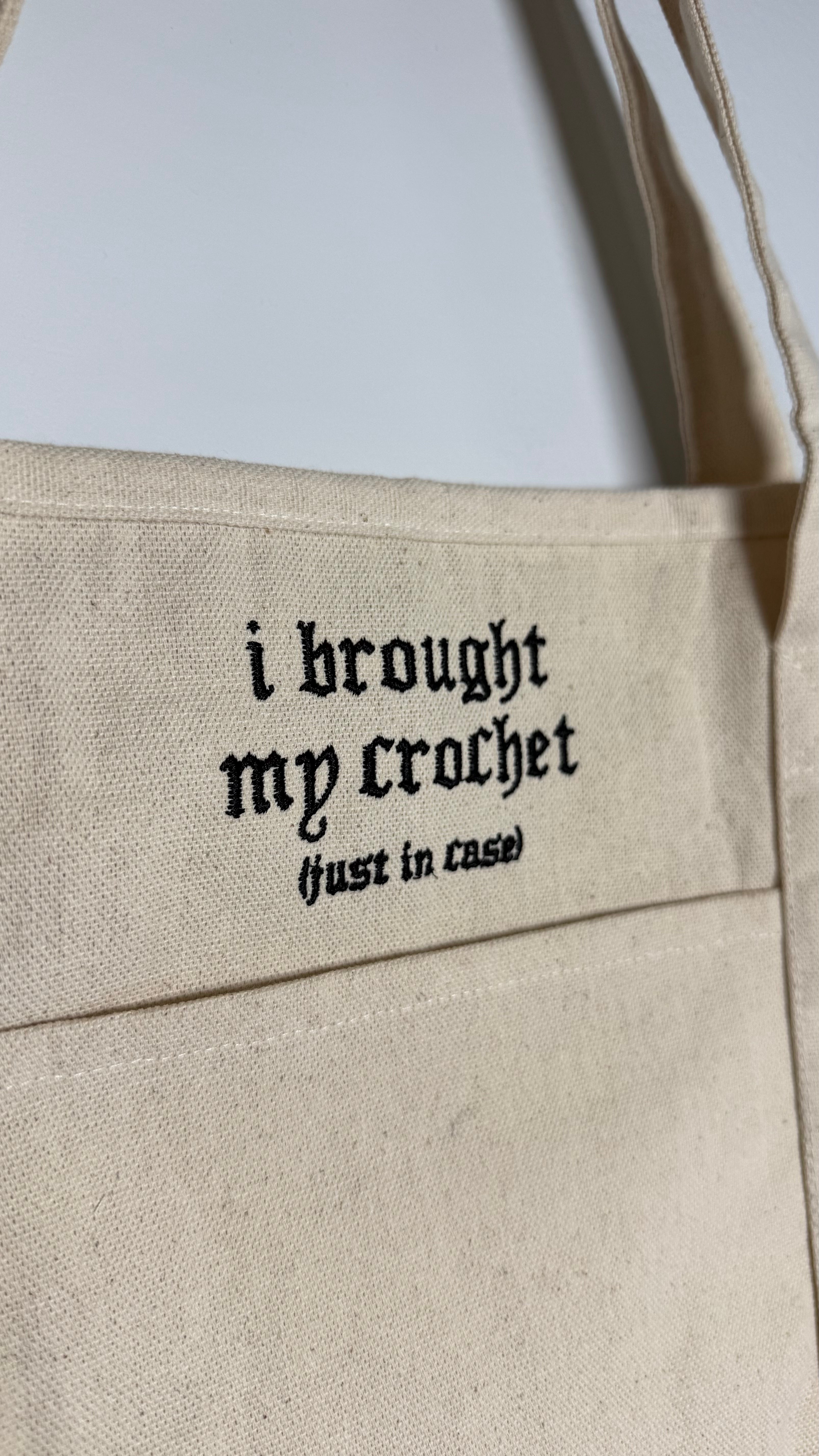 Make(r) Your Own | Canvas Pocket Tote Bag | Embroidered Knitting Project Tote