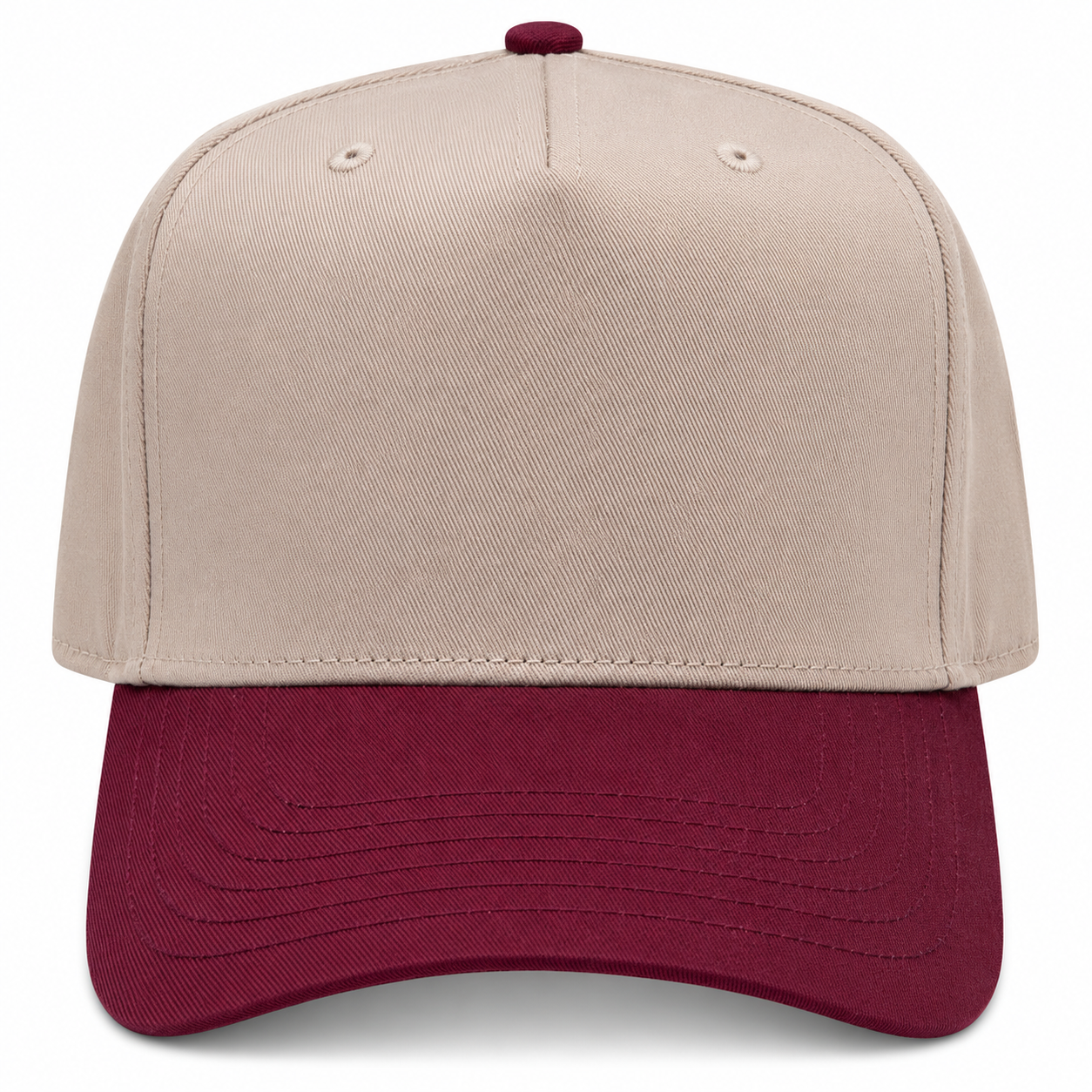 Hat - Cotton Twill - Red - Maroon/Khaki - Structured