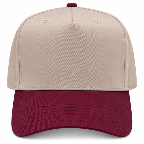 Hat - Cotton Twill - Red - Maroon/Khaki - Structured