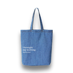 I Brought My Knitting - Denim Tote – White Embroidery | TIMI