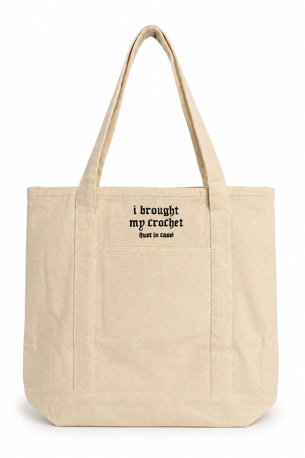 Make(r) Your Own | Canvas Pocket Tote Bag | Embroidered Knitting Project Tote