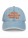 Skein Character Energy – Light Wash Denim Hat – Orange Embroidery | Maker Favorite