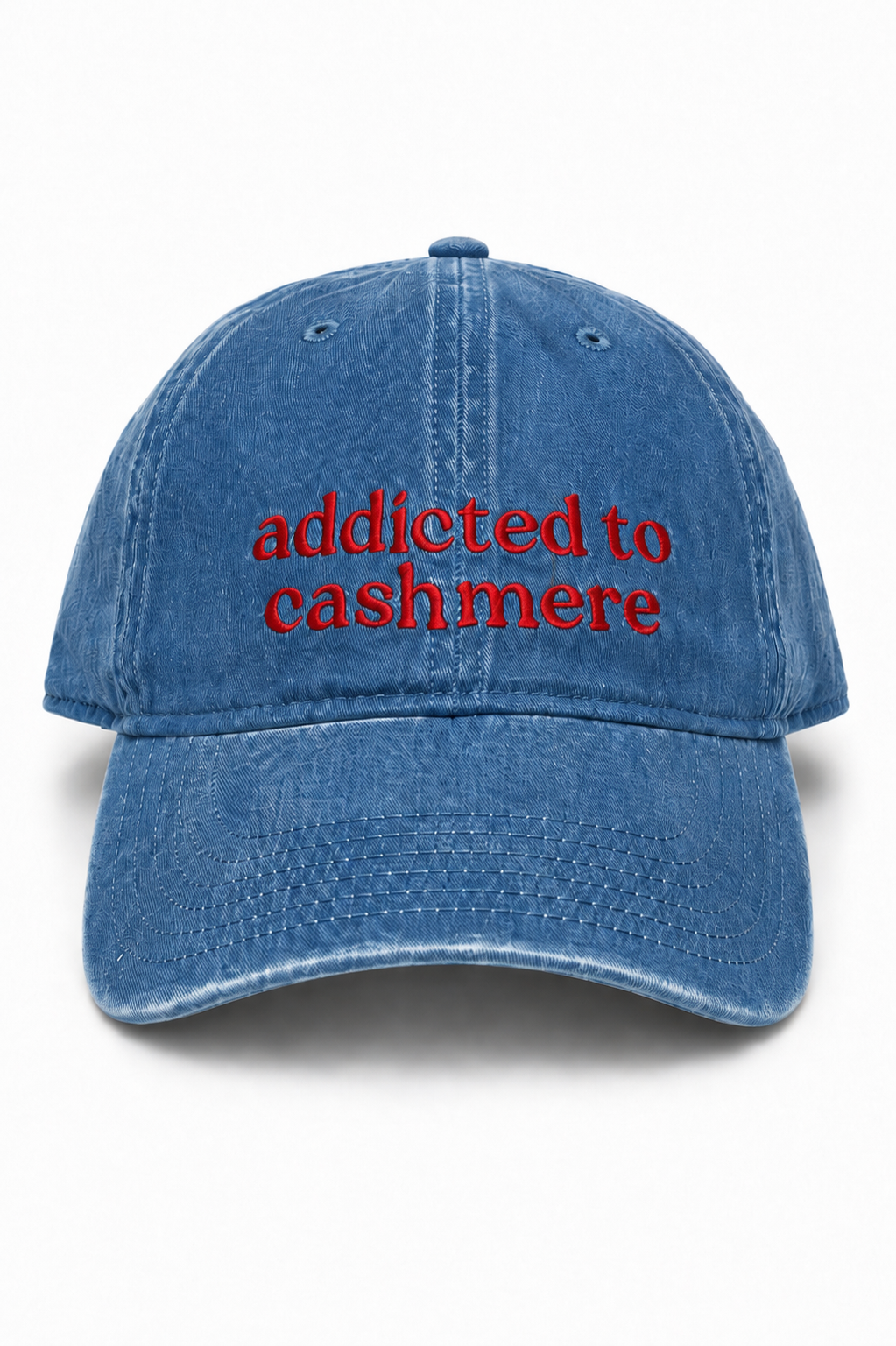 Addicted to Cashmere – Sky Blue Hat – Red Embroidery | Maker Favorite