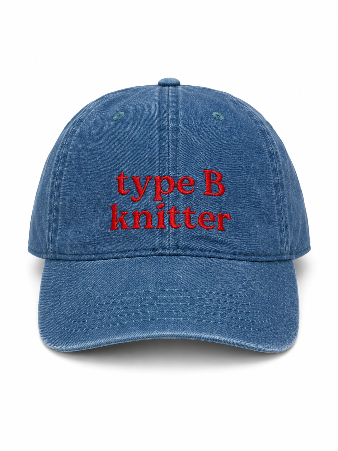 Type B Knitter – Sky Blue Hat – Red Embroidery | Maker Favorite