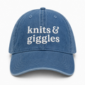 Knits & Giggles – Medium Denim Hat – White Embroidery | Maker Favorite