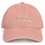 Knit Happens Dusty Rose Dad Hat – Taupe Classic Embroidery