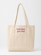 Make(r) Your Own | Canvas Pocket Tote Bag | Embroidered Knitting Project Tote