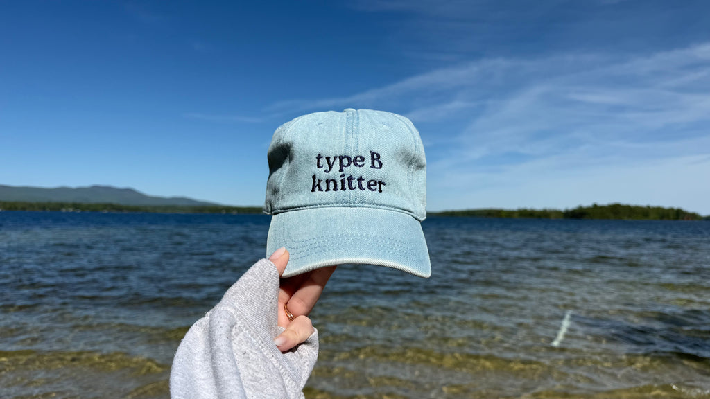 Type B Knitter - Light Wash Denim Hat – Navy Embroidery | Maker Favorite