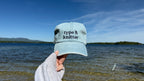 Type B Knitter - Light Wash Denim Hat – Navy Embroidery | Maker Favorite
