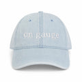 On Gauge - Light Wash Denim Hat – White Embroidery | TIMI