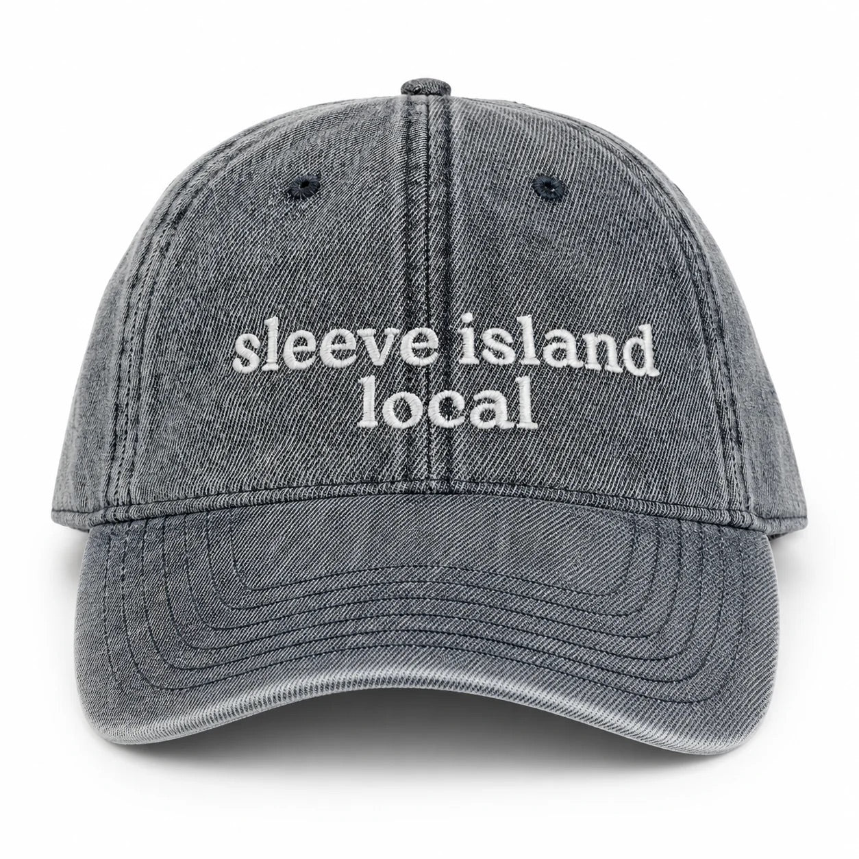 Sleeve Island Local - Acid Wash Denim Hat – White Embroidery | TIMI