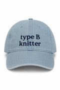 Type B Knitter - Light Wash Denim Hat – Navy Embroidery | Maker Favorite