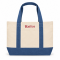 Knitter - Denim/Natural Pocket Tote – Red Embroidery | TIMI