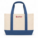 Knitter - Denim/Natural Pocket Tote – Red Embroidery | TIMI