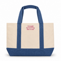 I Brought My Knitting - Denim/Natural Pocket Tote – Pink Embroidery | TIMI
