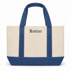 Knitter - Denim/Natural Pocket Tote – Navy Embroidery | TIMI