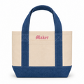 Maker - Mini Denim/Natural Pocket Tote – Pink Embroidery | TIMI