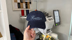Knitter – Distressed Navy Hat – Baby Blue Embroidery | Maker Favorite