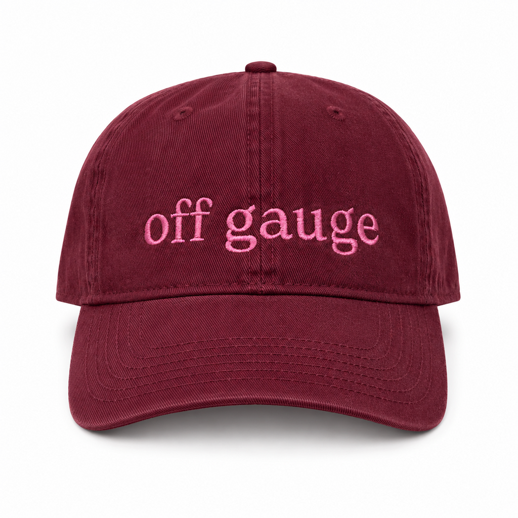 Off Gauge - Maroon Hat – Pink Embroidery