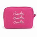 Socks, Socks, Socks. - Pink Waffle Project Pouch – White Chain Stitch Embroidery | Maker Favorite