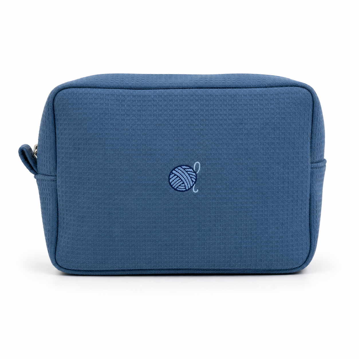 Yarn Icon – Dark Blue Waffle Project Pouch – Blue Embroidery | Maker Favorite
