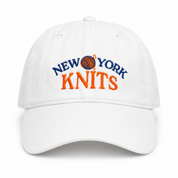 NEW YORK HAT COTTON 100%　米国製　XXL New York Knits White Hat | Blue Orange Embroidery – Thanks, I Made