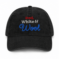 Red, White & Wool – Black Denim Dad Hat – Chainstitch Embroidery | TIMI
