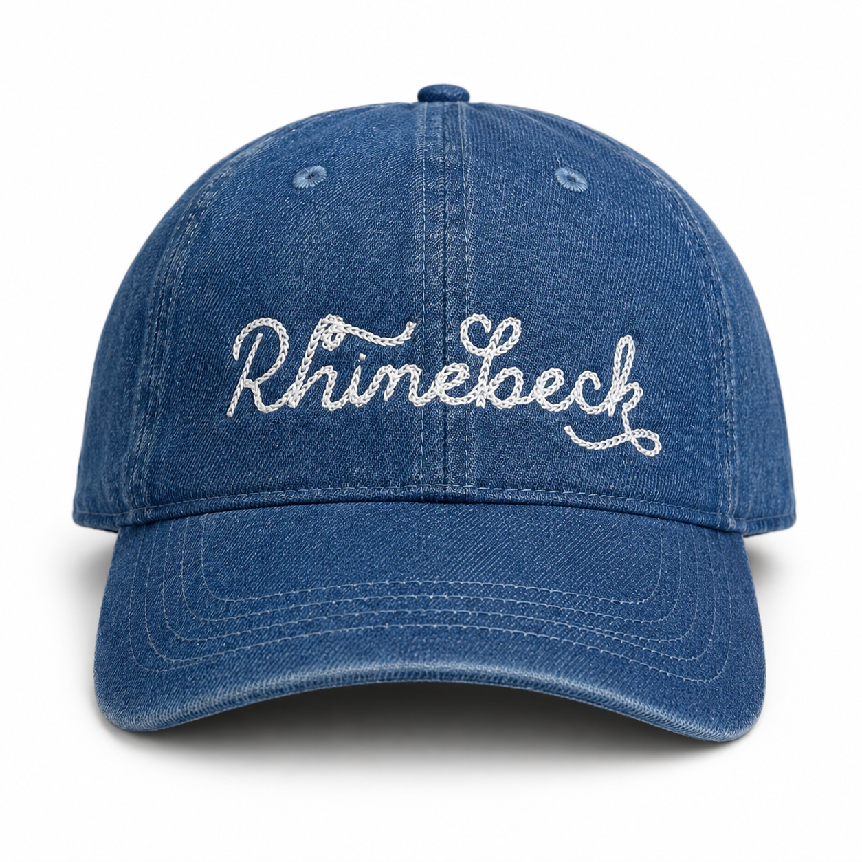 Rhinebeck – Medium Denim Hat – White Chainstitch Embroidery | TIMI