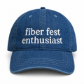 Fiber Fest Enthusiast – Medium Denim Hat – White Embroidery | Maker Favorite