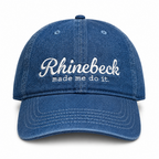 Rhinebeck Made Me Do It – Medium Denim Hat – White Embroidery | Maker Favorite