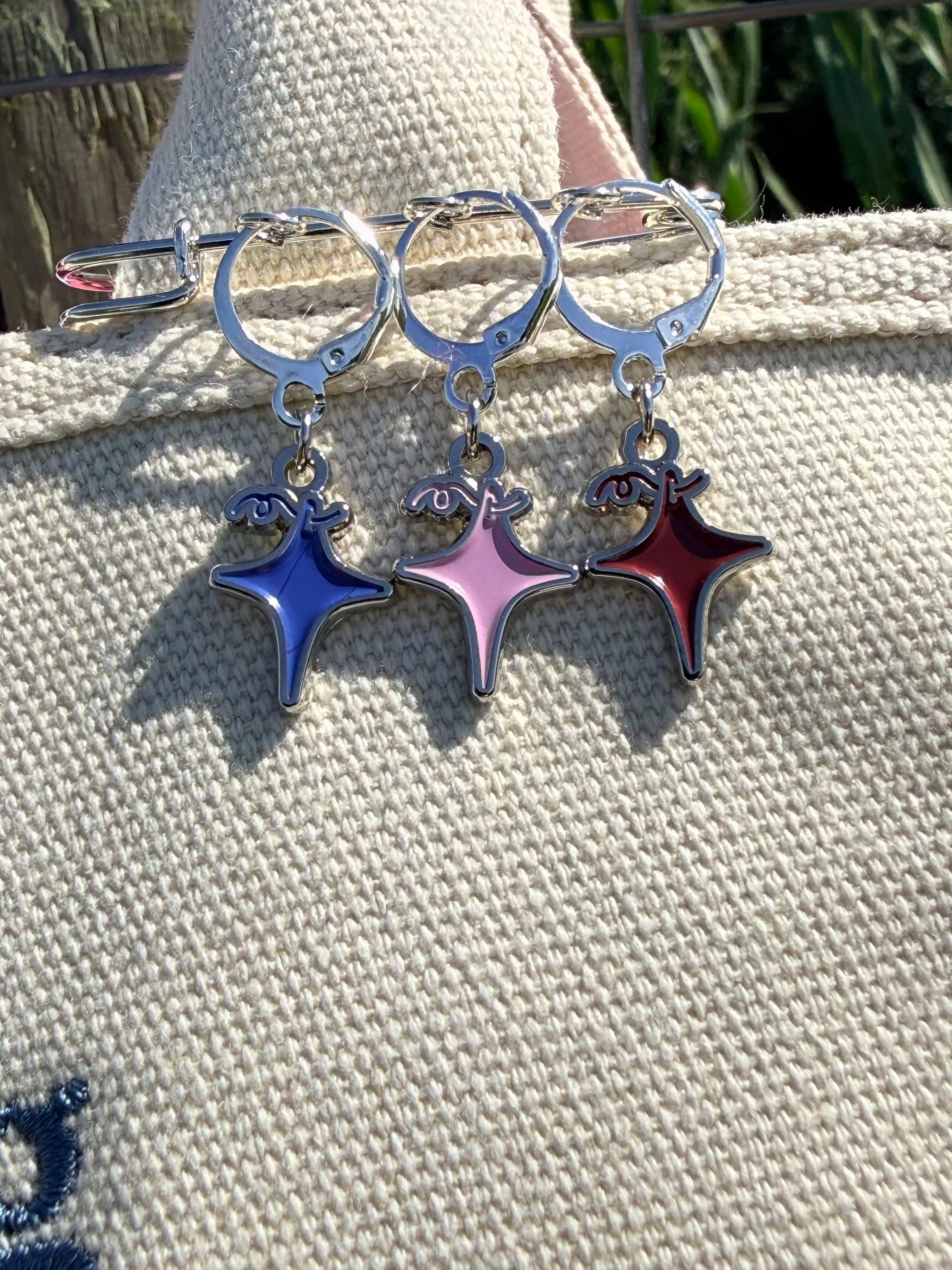 TIMI Sparkle Stitch Marker Trio + Silver Holder
