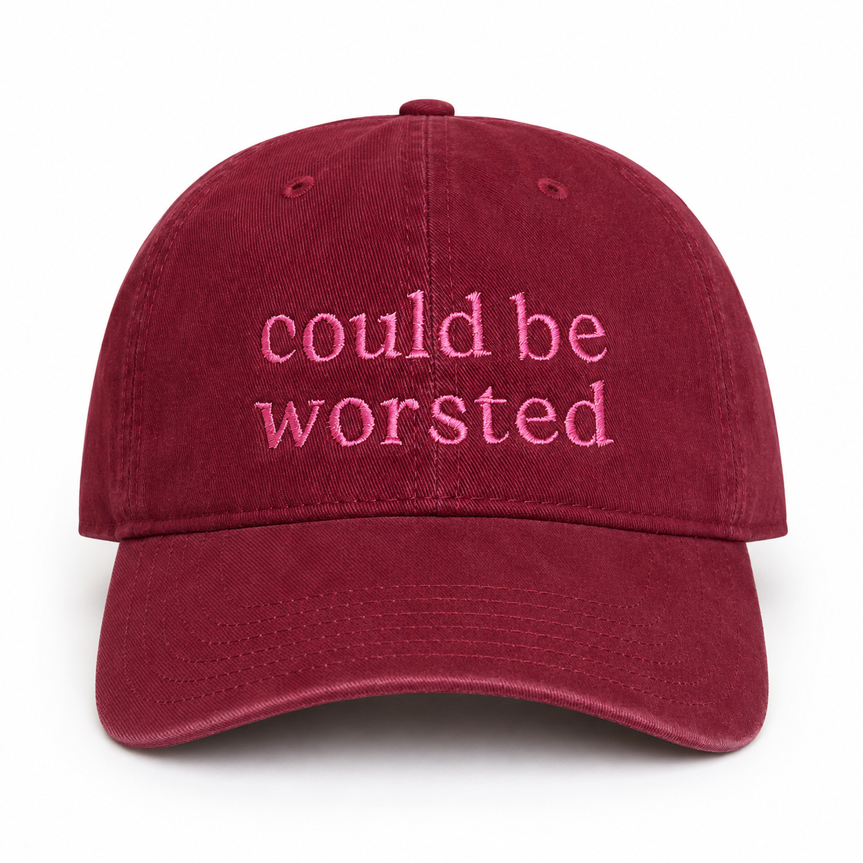 Could Be Worsted - Maroon Hat – Pink Embroidery | Maker Favorite