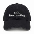 Shh, I’m Counting – Black Denim Hat – White Embroidery | Maker Favorite