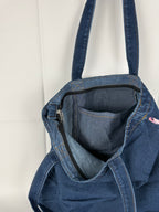 I Brought My Knitting Dark Denim Studio Tote – White Embroidery