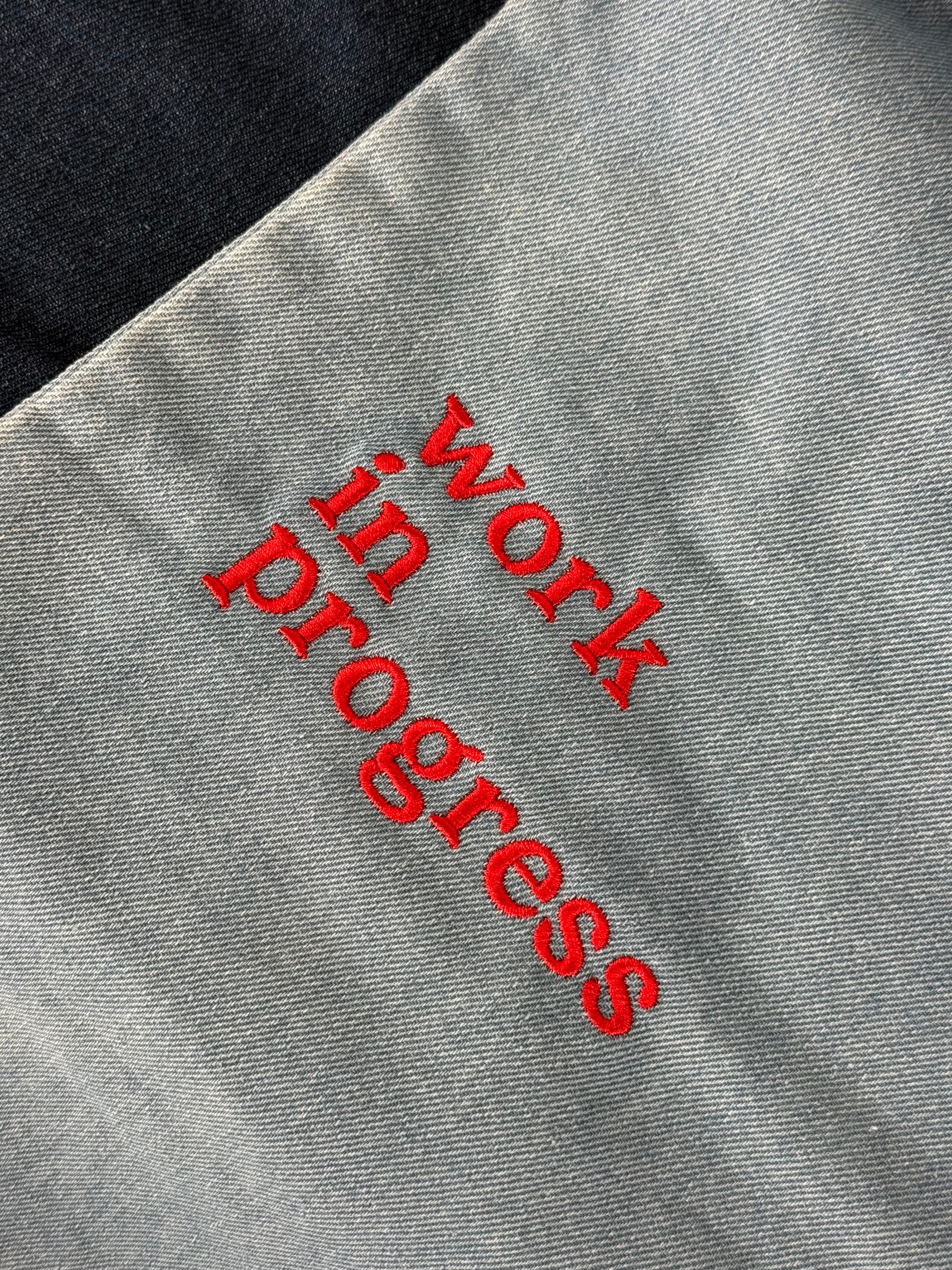 Work in Progress Light Denim Studio Tote – Red Embroidery