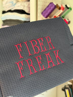 Fiber Freak Navy Premium Waffle Pouch – Merlot Fishtail Embroidery