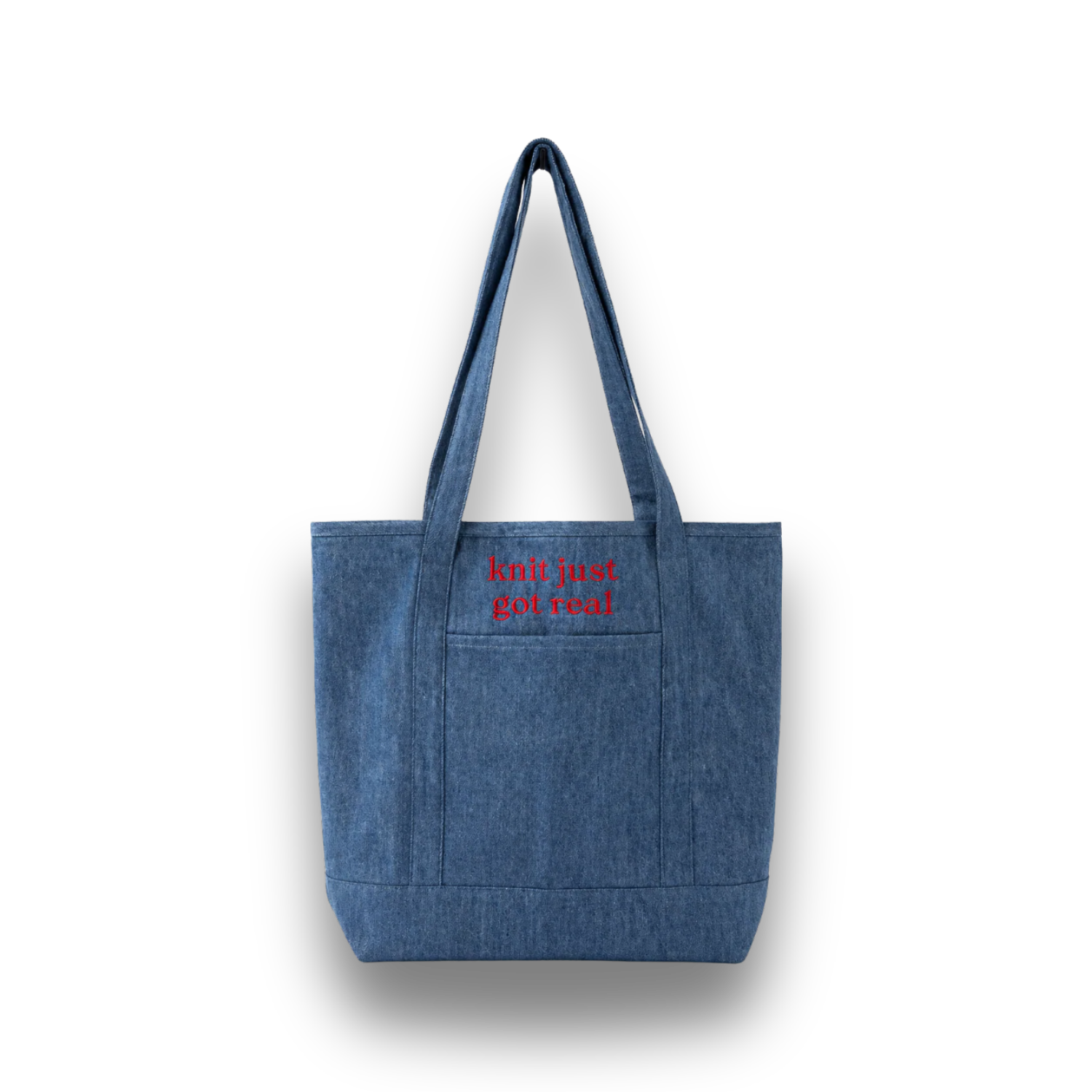 knit just got real - TIMI Denim Tote Bag with Pockets