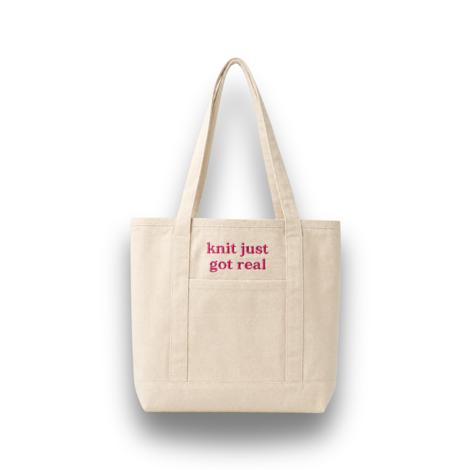 knit just got real - TIMI Canvas Tote Bag with Pockets
