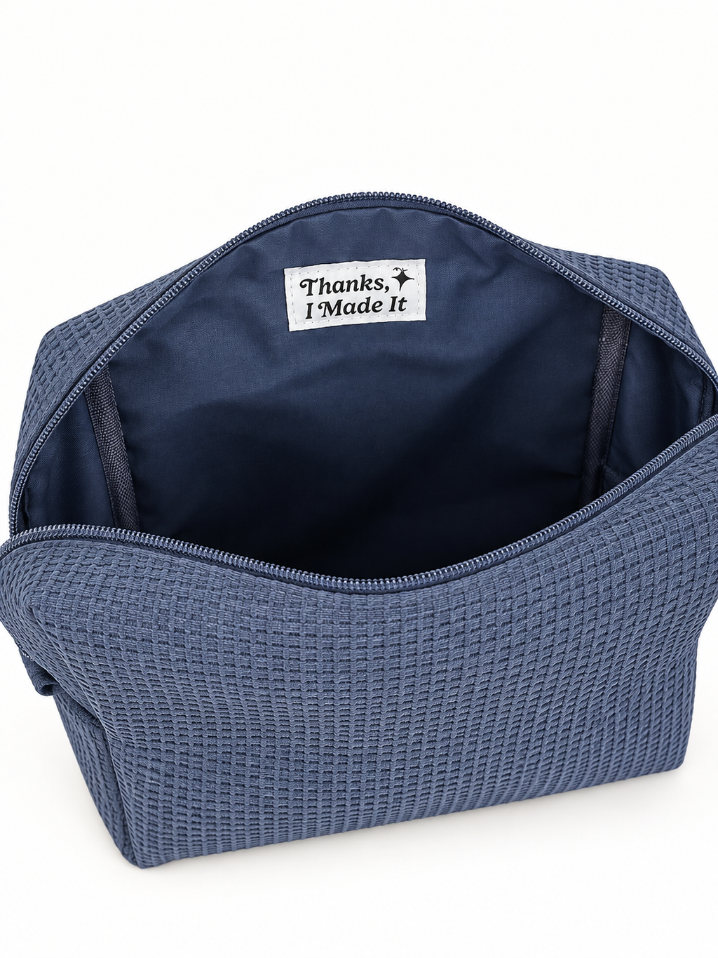 Fiber Freak Navy Premium Waffle Pouch – Merlot Fishtail Embroidery
