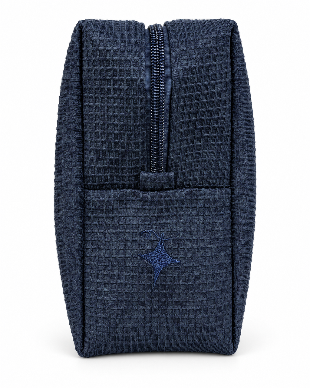 Fiber Freak Navy Premium Waffle Pouch – Merlot Fishtail Embroidery