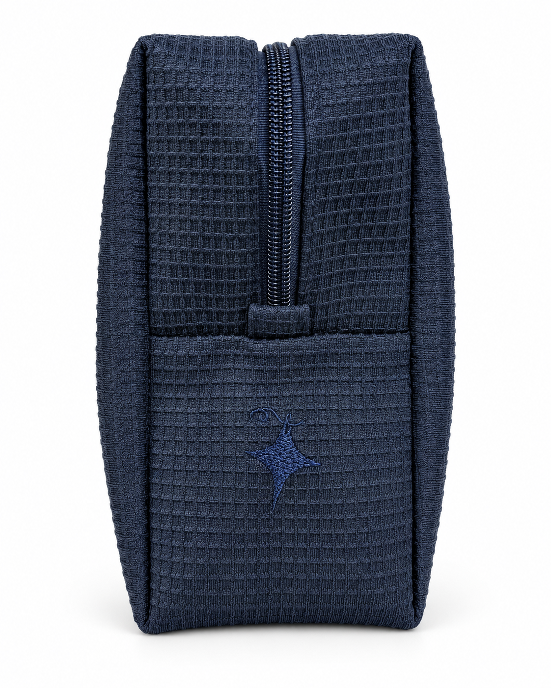 Fiber Freak Navy Premium Waffle Pouch – Merlot Fishtail Embroidery